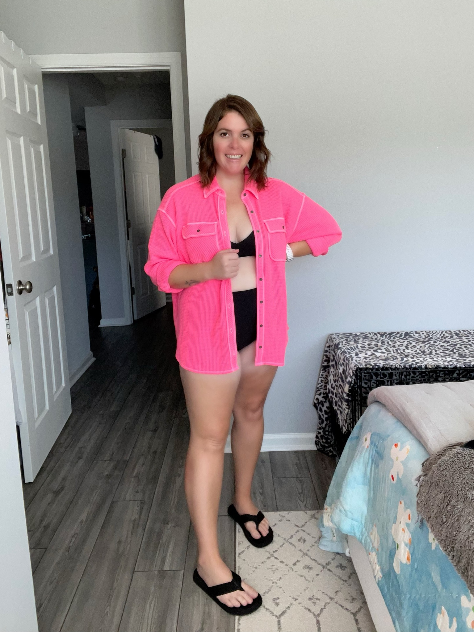 Anyone else love a black bikini?! I feel like it is just a timeless suit! This suit and coverup are from Aerie and I think this set is too cute! The suit runs TTS and I would size down in the coverup! Both the suit and coverup are included in the LTK Sale! 

#LTKSale #LTKunder50 #LTKswim