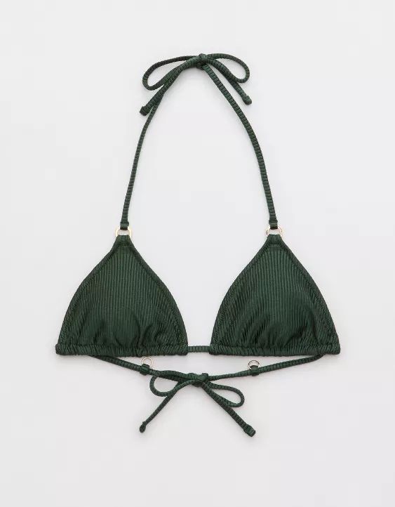 Aerie Shine Rib String Triangle Bikini Top | Aerie