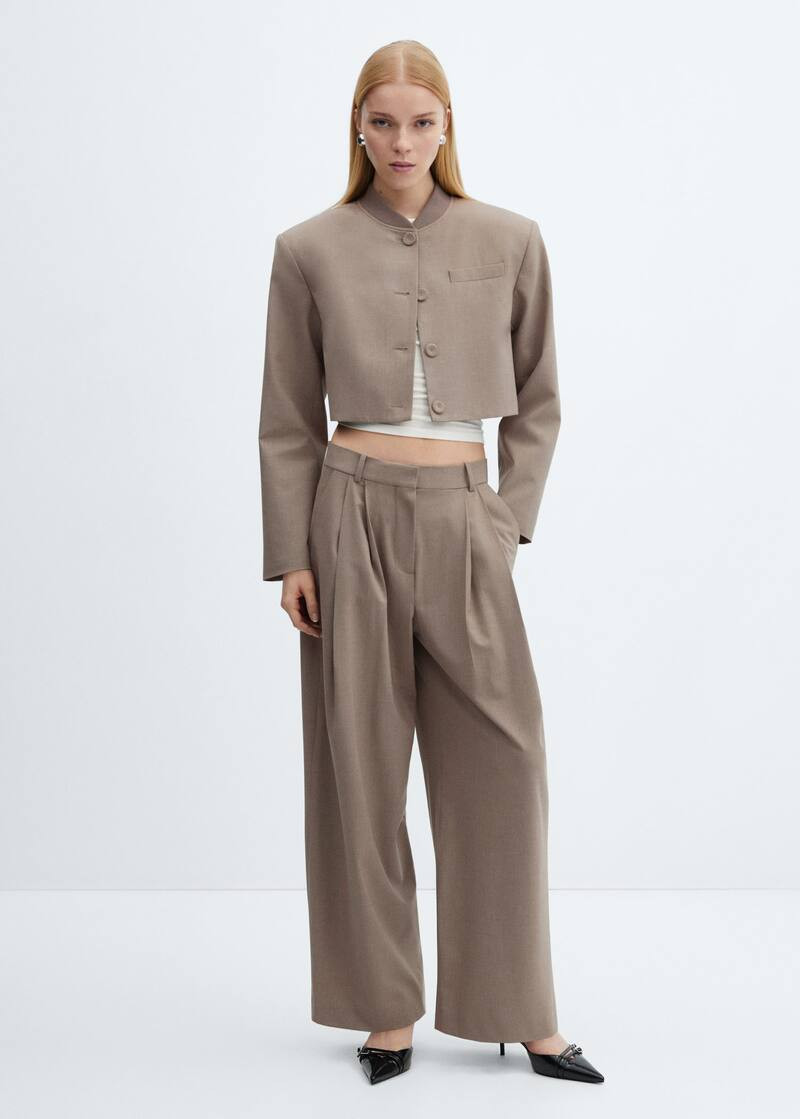 Buttoned cropped jacket -  Women | Mango USA | MANGO (US)