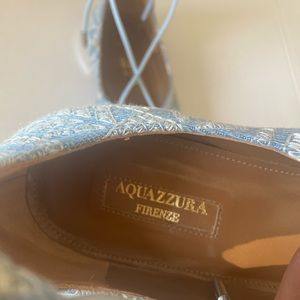 Aquazzurra Christy Embroidered Denim Flats | Poshmark