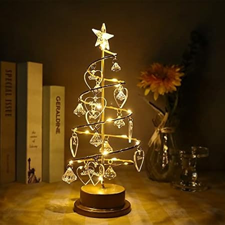Personalized Christmas plated iron tree LED lighted crystal Christmas tree crystal table ornament ni | Amazon (US)