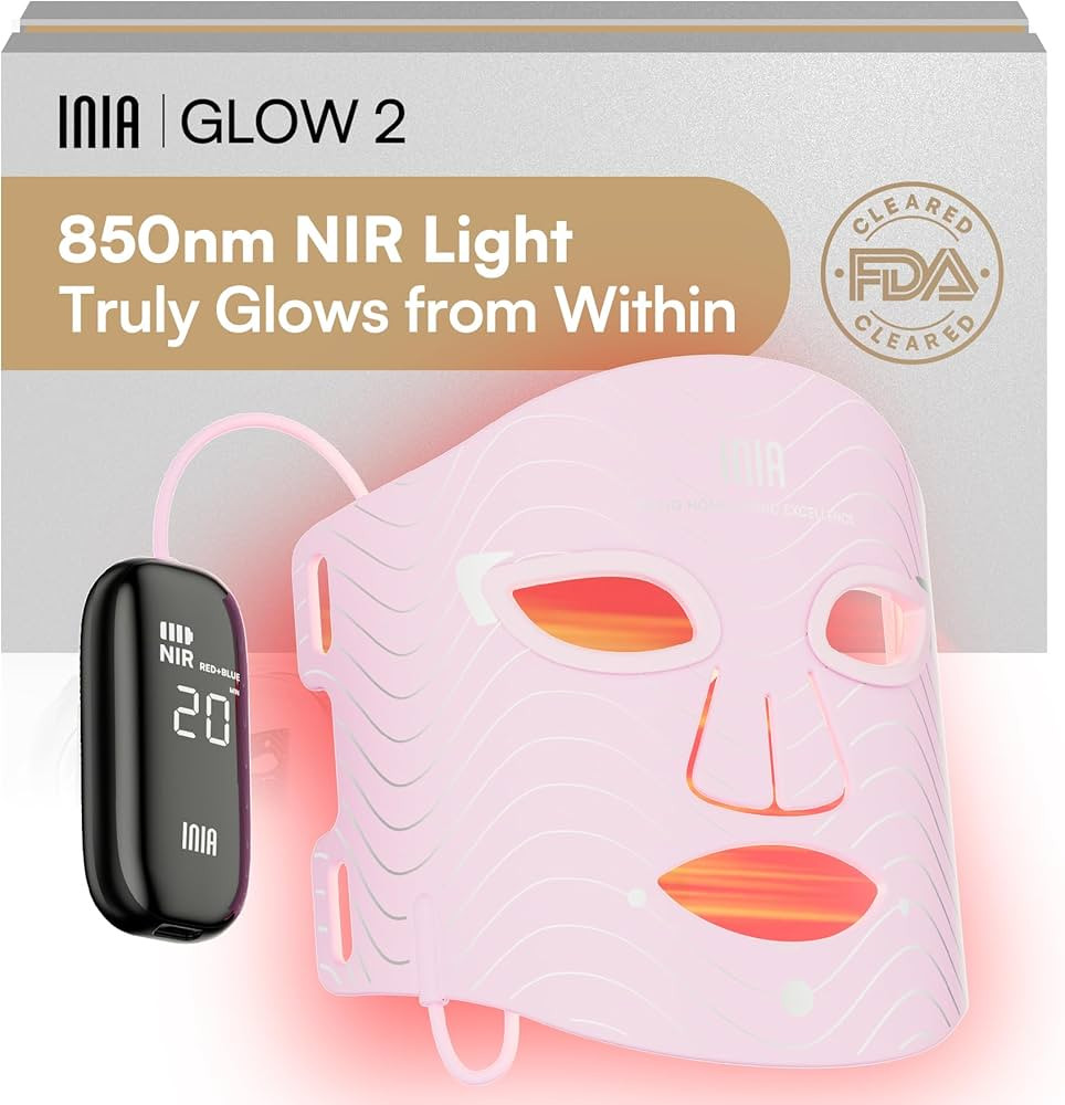 INIA Red Light Therapy Mask for Face, 850nm NIR, Red/Blue LED Light 4 Modes | Amazon (US)