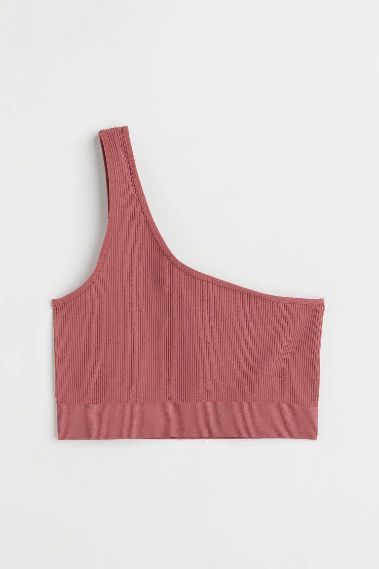 H & M - Seamless one-shoulder bralette - Pink | H&M (US + CA)