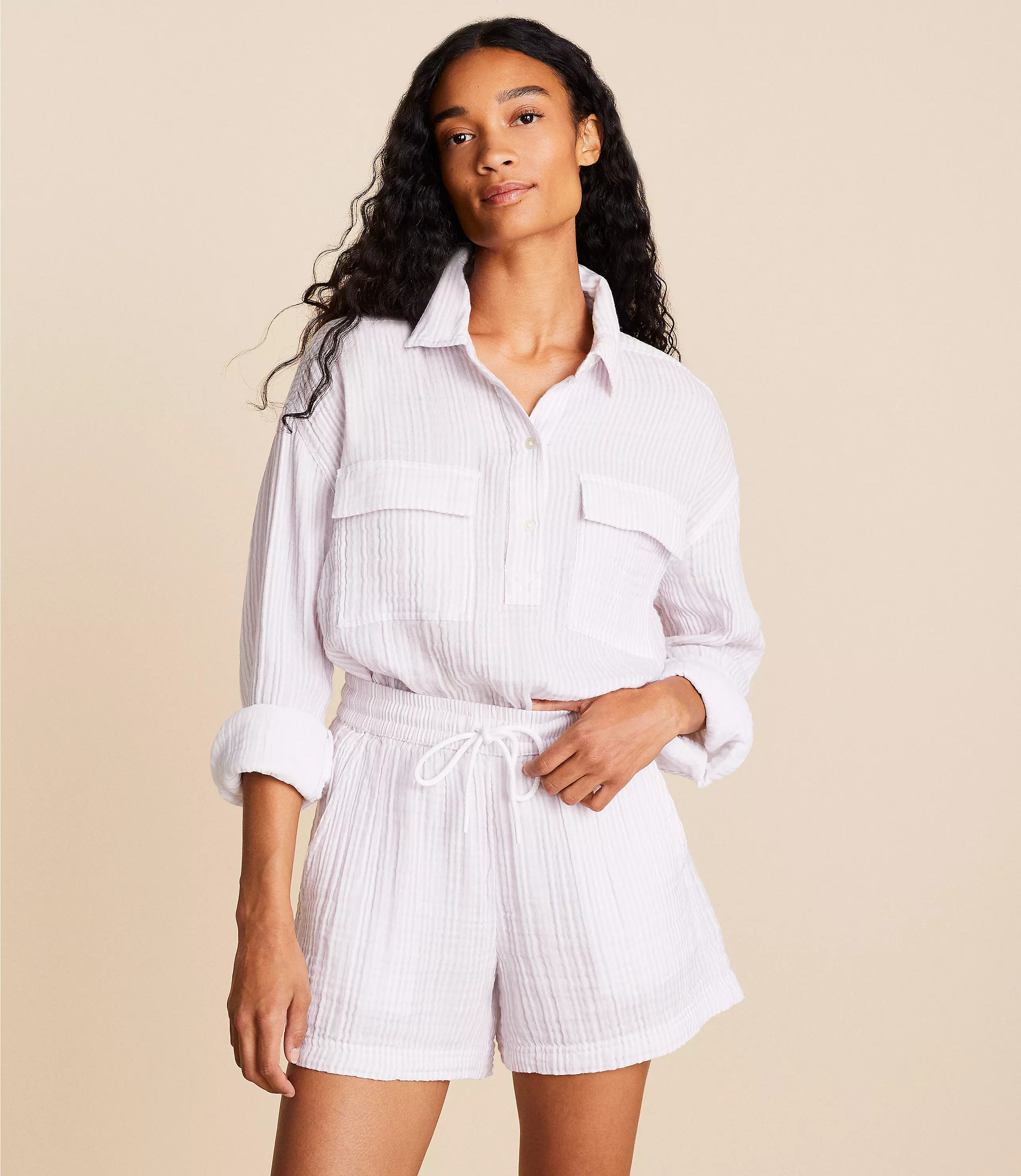 Lou & Grey Striped Triple Cloth Shorts | LOFT