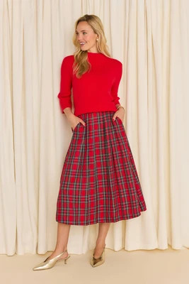 Faith Red Plaid Midi Skirt | Avara