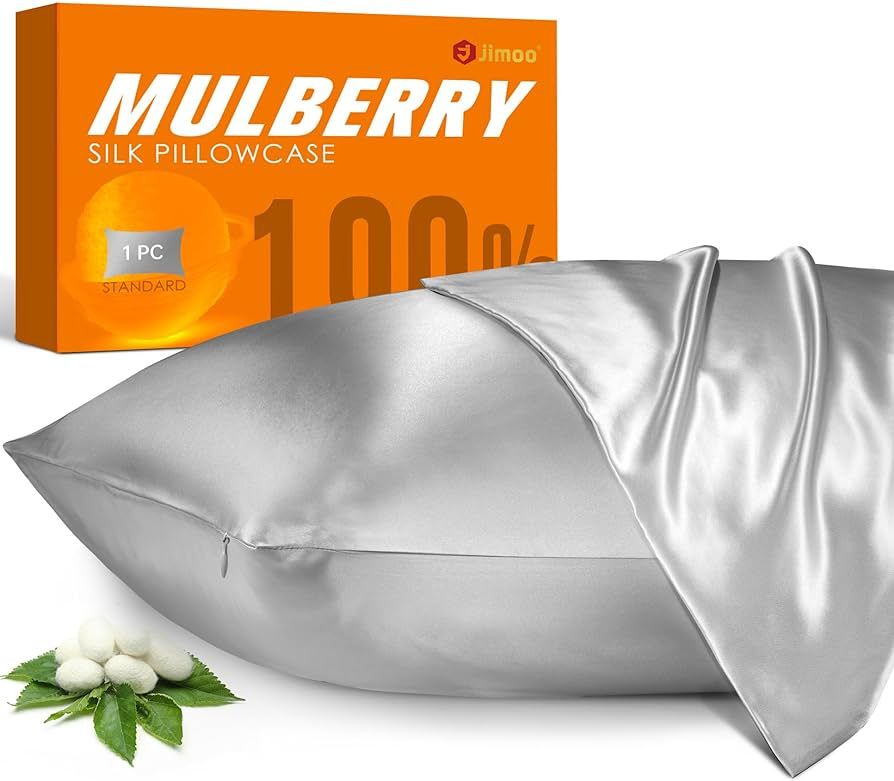 100% Mulberry Silk Pillowcase for Hair and Skin, 22 Momme Natural Silk Pillow Case with Zipper, B... | Amazon (US)
