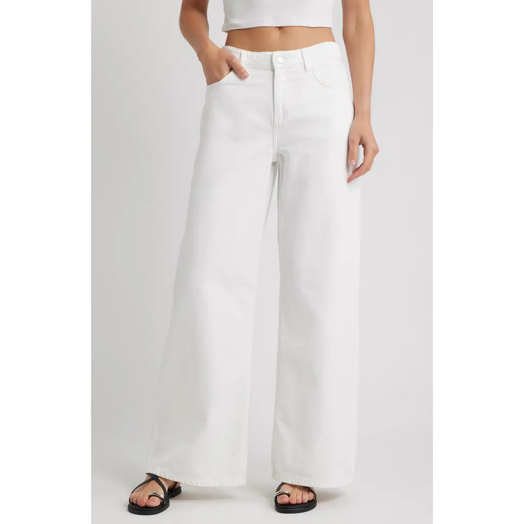 MANGO Low Rise Wide Leg Jeans in White at Nordstrom Rack, Size 6 | Nordstrom Rack