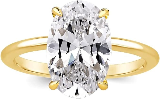 Effinny 3.5 Carat Elongated Oval Cut Engagement Ring for Women Gold Plated 925 Sterling Silver Si... | Amazon (US)