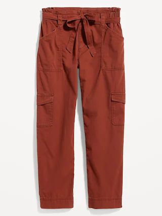 High-Waisted Tie-Belt Cargo Straight Workwear Ankle Pants for Women | Old Navy (US)