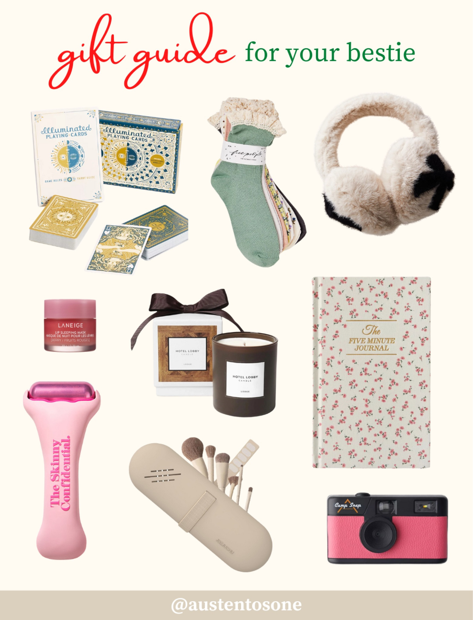 Gifts for your bestie! From a 5 minute journal to these cute bow earmuffs or the ice roller she won’t buy for herself, give back to your BFF this season  

#LTKHoliday #LTKSeasonal #LTKGiftGuide