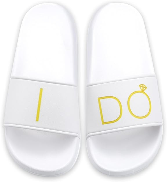 I Do Slide Slipper Women Bride Sandals Bride Gifts White Gold Wedding Shoes for Bride Bachelorett... | Amazon (US)