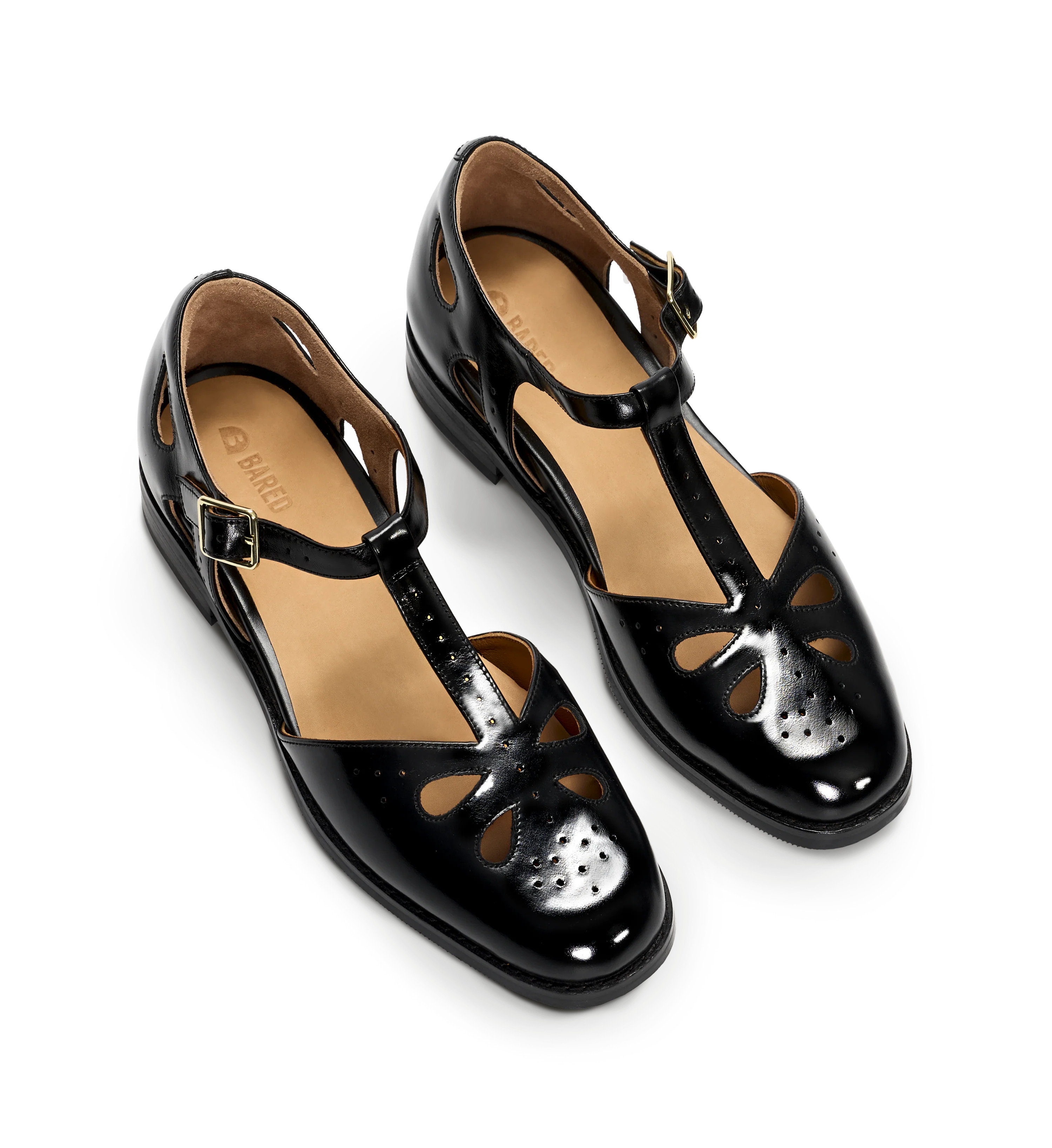 Goldcrest Black Leather Corporate Flats | Bared Footwear | Bared Footwear