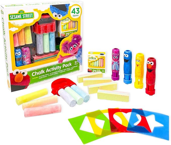 Sesame Street Chalk Set, Includes Over 43 Chalk Items, Non-Toxic and Washable Sidewalk Chalk, Gif... | Amazon (US)