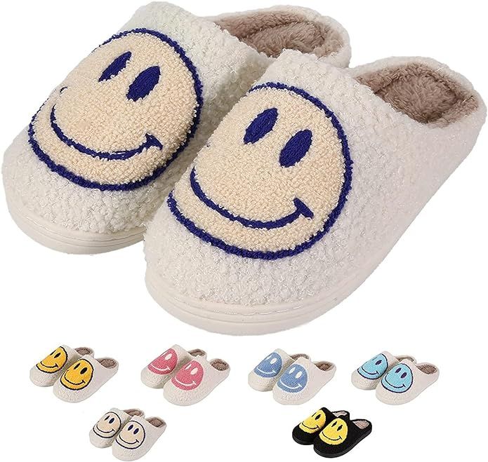 LEZIRTOI Retro Fuzzy Face Slippers for Women men， Womens Girls Cute Yellow the Lable Face House... | Amazon (US)