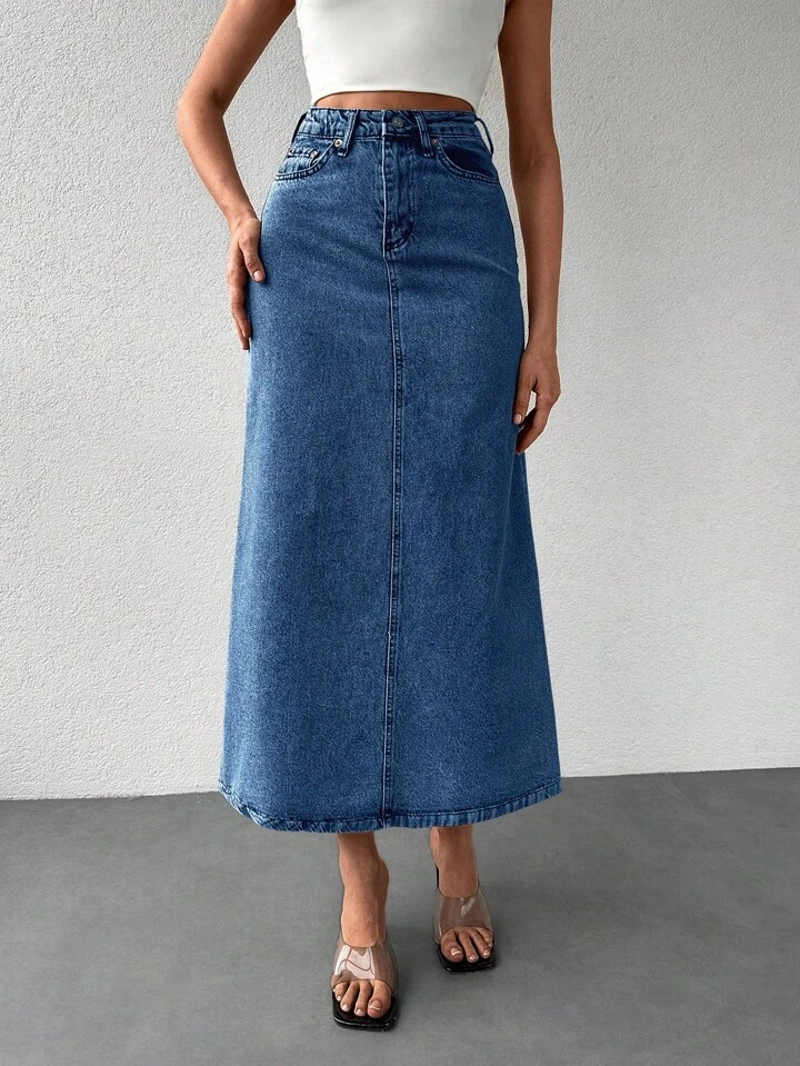 100% Cotton Denim Skirt | SHEIN