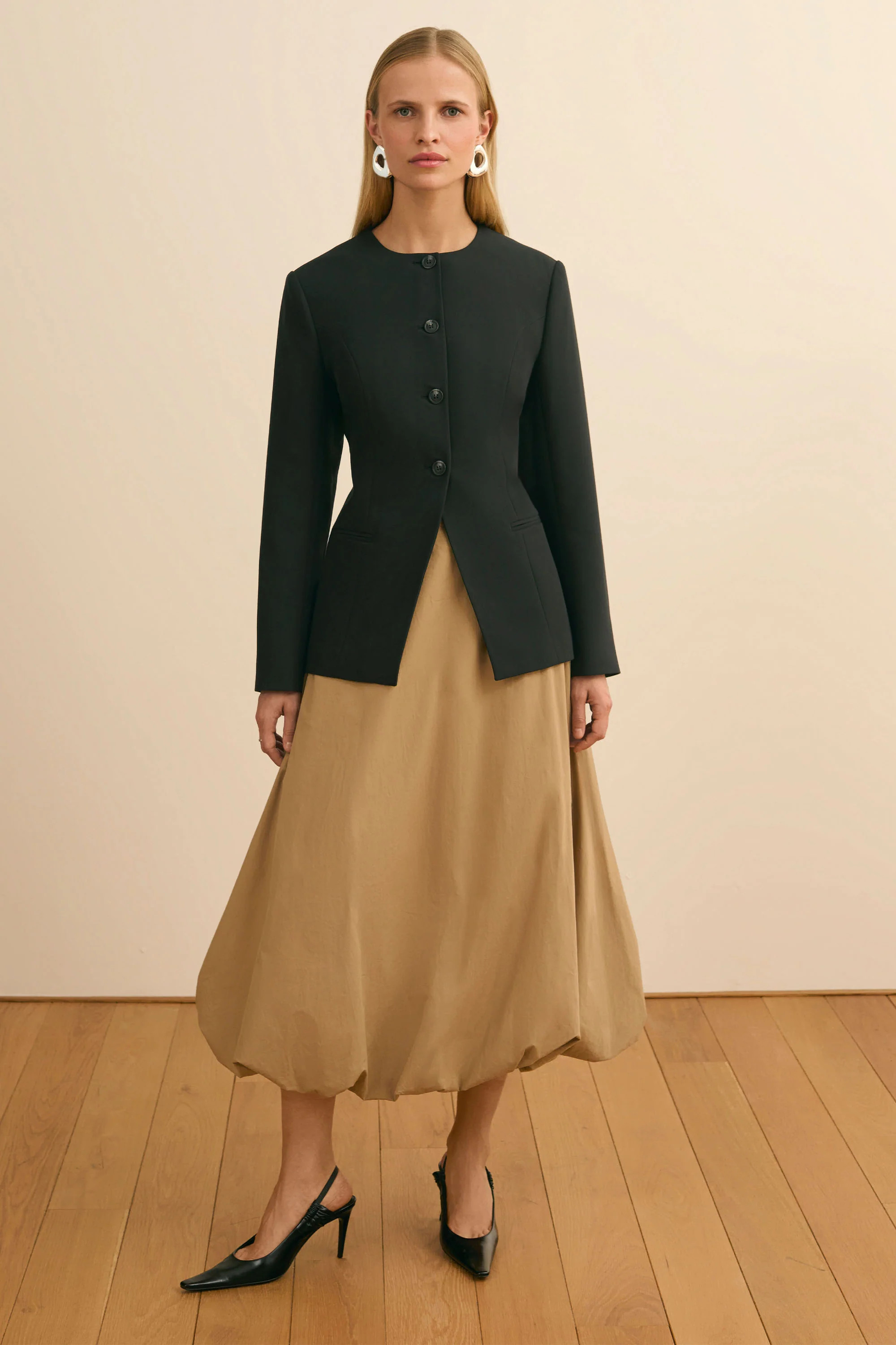 ALIGNE Maxi Bubble Hem Skirt - Beige | Nola | ALIGNE USA