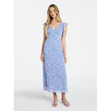 No Boundaries Flutter Sleeve Midi Dress Women s XXS-XXL | Walmart (US)