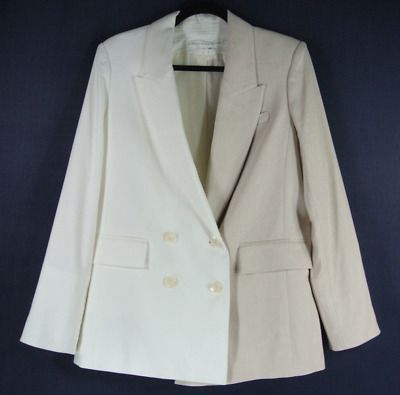 NEW Veronica Beard Braeton Two-Tone Linen Blend Jacket White/Limestone 6 #SJ456  | eBay | eBay US