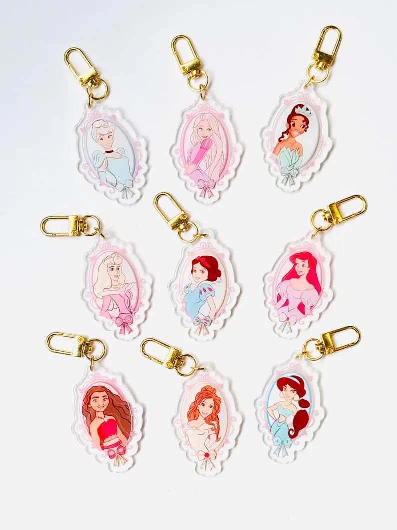 Disney Princess Keychain | Princess Bag Charm | Disney Bag Charm | Disney Keychain | Cute Princes... | Etsy (Global)
