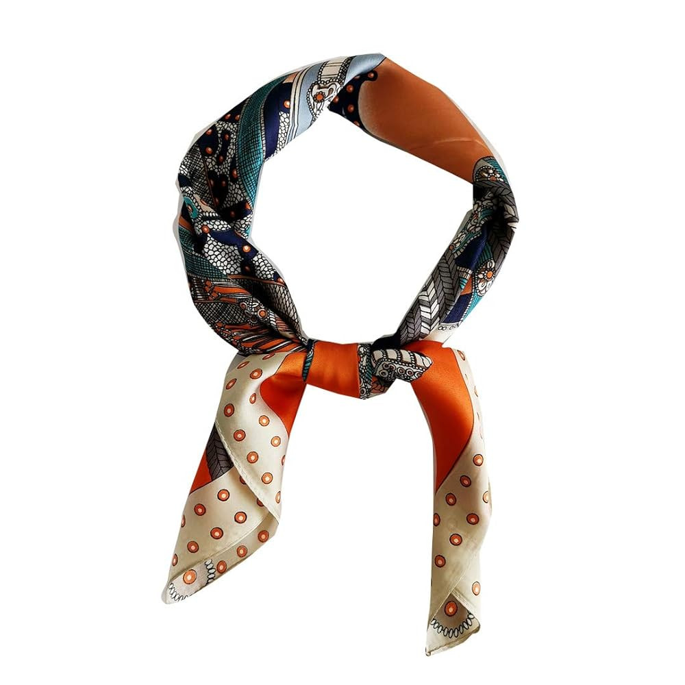 FONYVE Silk Feeling Scarf Medium Square Satin Head Scarf for Women 27.5 × 27.5 inches | Amazon (US)