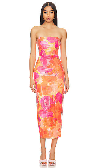 Runaway The Label Oralie Midi Dress in Orange. - size XS | Revolve Clothing (Global)