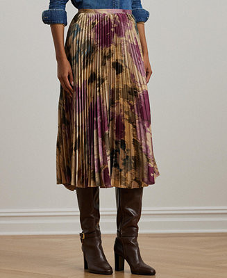 Women's Pleated Satin Midi Skirt | Macy's Canada