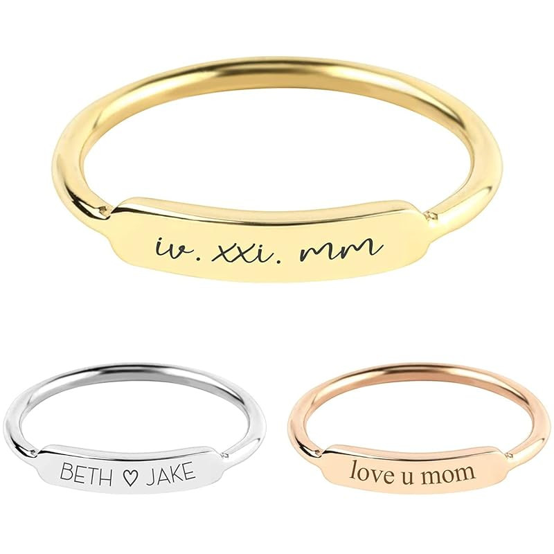 MignonandMignon Custom Name Ring for Mom, Grandma, Daughter Stackable Ring Wedding Bridesmaids Gi... | Amazon (US)