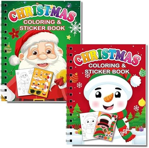 80UncleKimby 2 Pack Christmas Sticker Coloring Book for Activity Books Xmas Toys Holiday Gifts Pa... | Amazon (US)