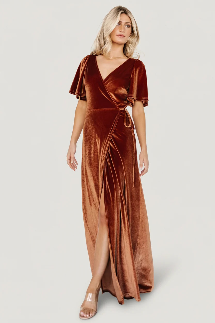 Meghan Velvet Wrap Maxi Dress — Spice | Baltic Born | Baltic Born