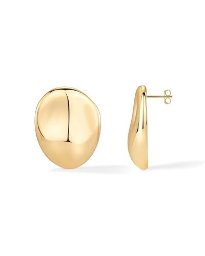 PAVOI 14K Yellow Gold Plated 925 Sterling Silver Posts Chunky Vintage Organic Hammered Geometric Earrings for Women | Statement Earring Pair | Amazon (US)