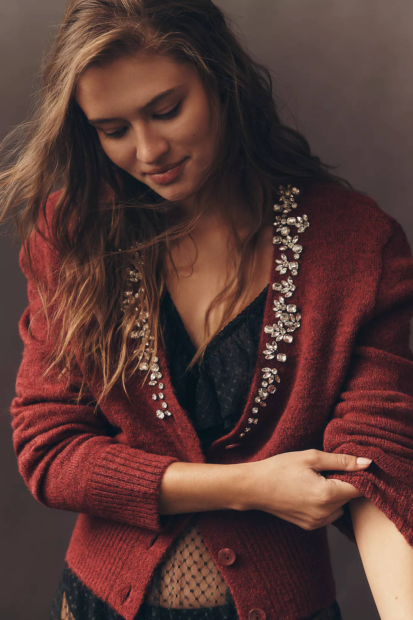 Pilcro Crystal V-Neck Cardigan Sweater | Anthropologie (US)