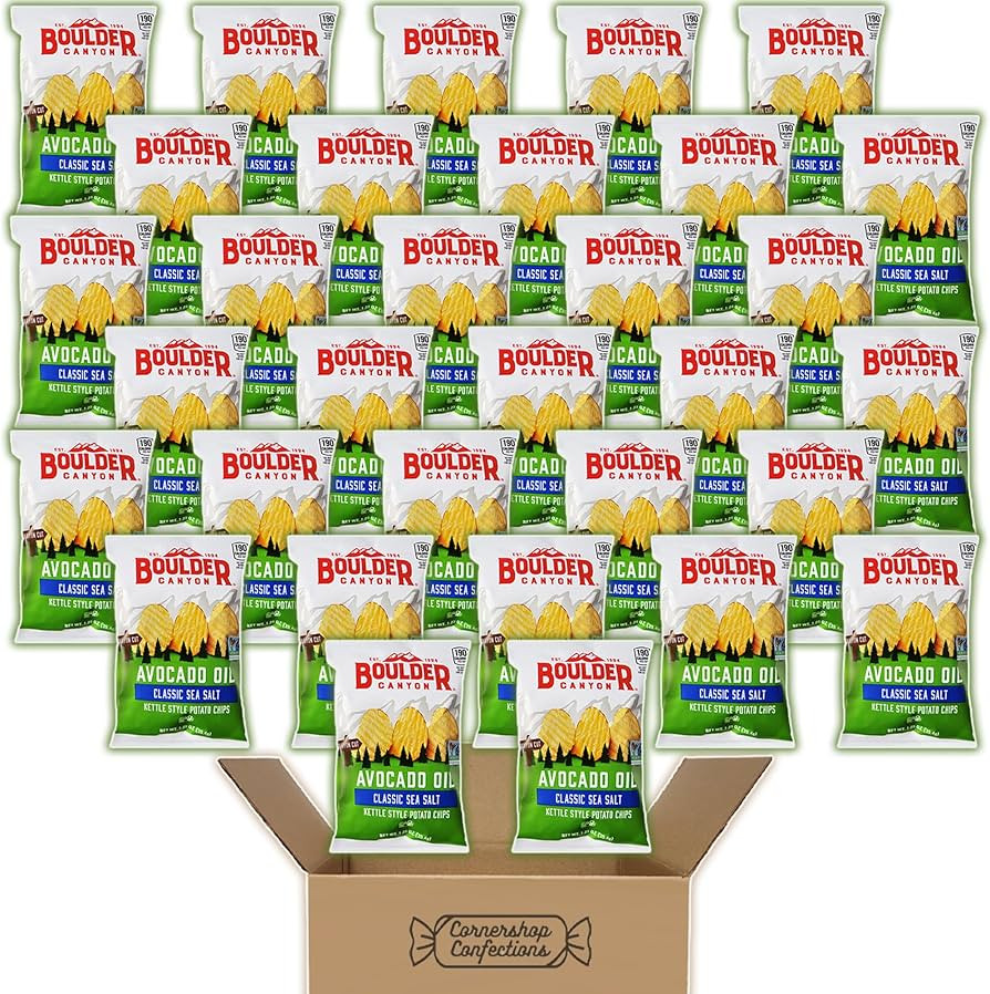 Boulder Canyon Kettle Chips Avocado Oil Sea Salt Bulk Pack - 32 Individually Sealed Single Serve ... | Amazon (US)