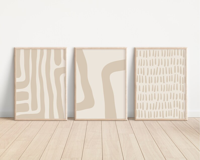 Neutral Beige Gallery Wall Set // Beige Wall Art Set of 3 - Etsy | Etsy (US)