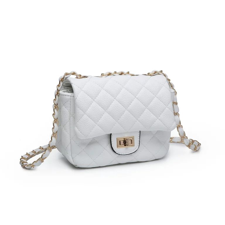 POPPY Classic Quilted Crossbady Bag Vagan Leather Mini Shoulder Bag with Goldtone Chain Strap | Walmart (US)