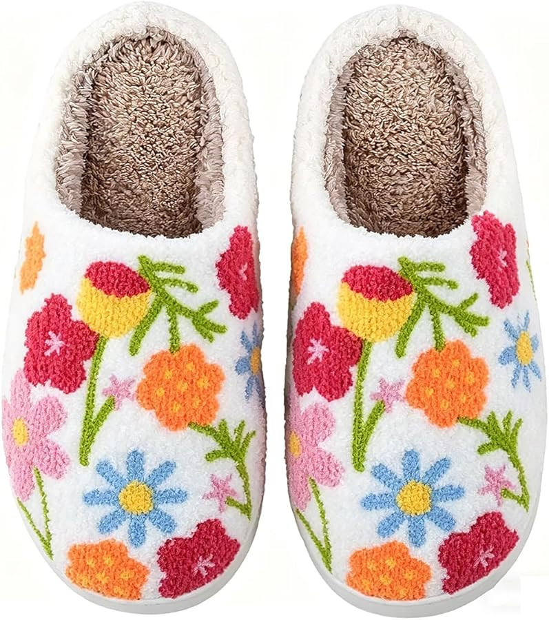 Cute Animal Slippers for Women Men,Fuzzy Cozy Cute Flower Slippers,House Shoes Indoor Outdoor | Amazon (US)