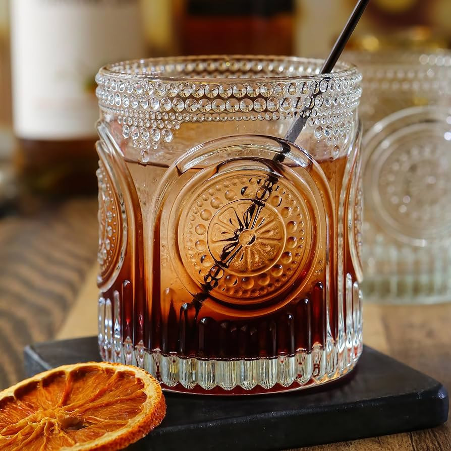 Kate Aspen Ribbed Retro Arch Floral Clear Drinking Glasses Set of 6, (10 oz) Vintage Glassware Se... | Amazon (US)