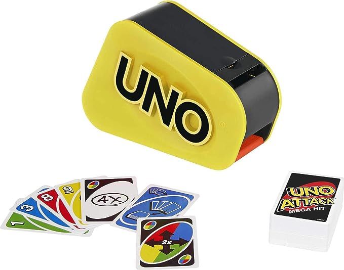 ​UNO Attack Mega Hit Card Game with Random-Action Launcher with Lights & Sounds & 112 Cards, Ki... | Amazon (US)