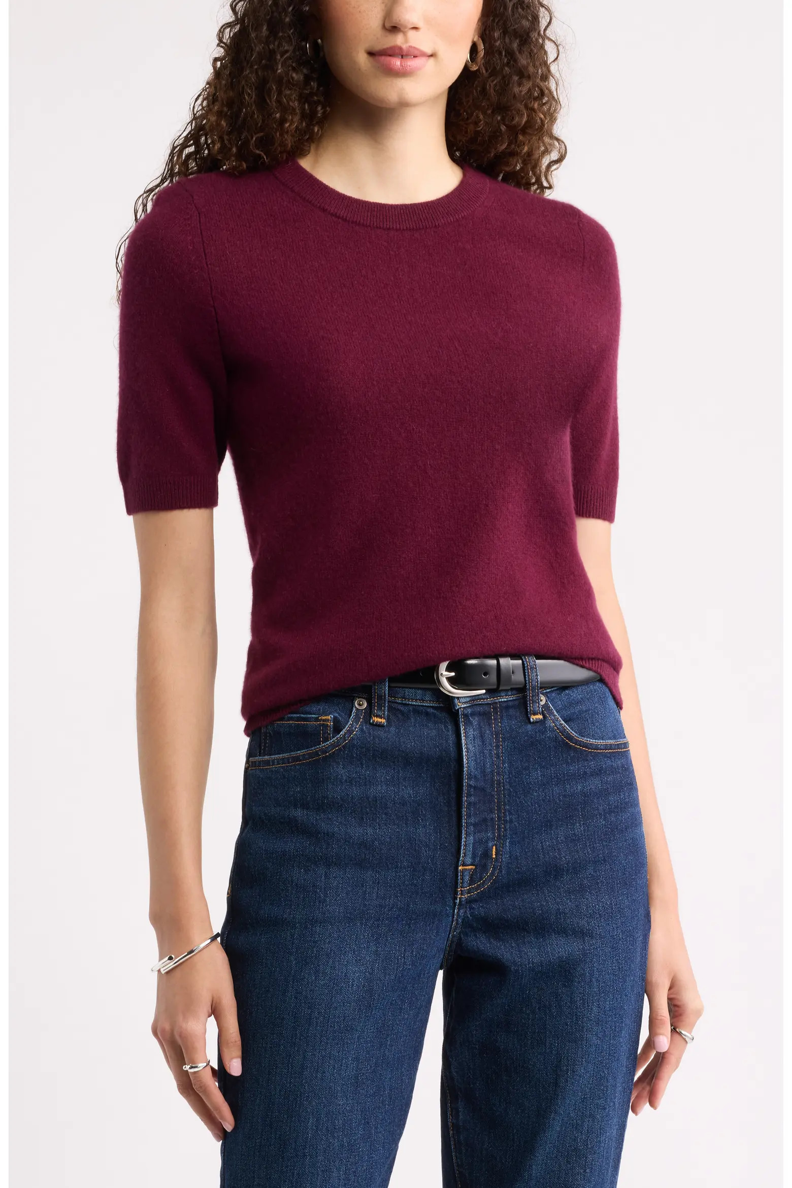 Nordstrom Cashmere Short Sleeve Crewneck Sweater (Women) | Nordstrom | Nordstrom
