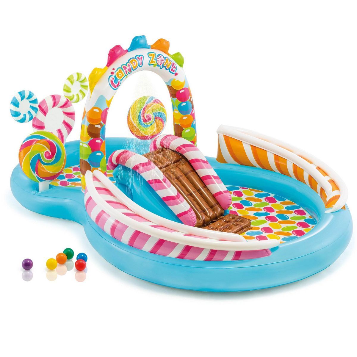 Intex 9' x 6' x 51" Kids Inflatable Candy Zone Play Center Pool with Waterslide | Target