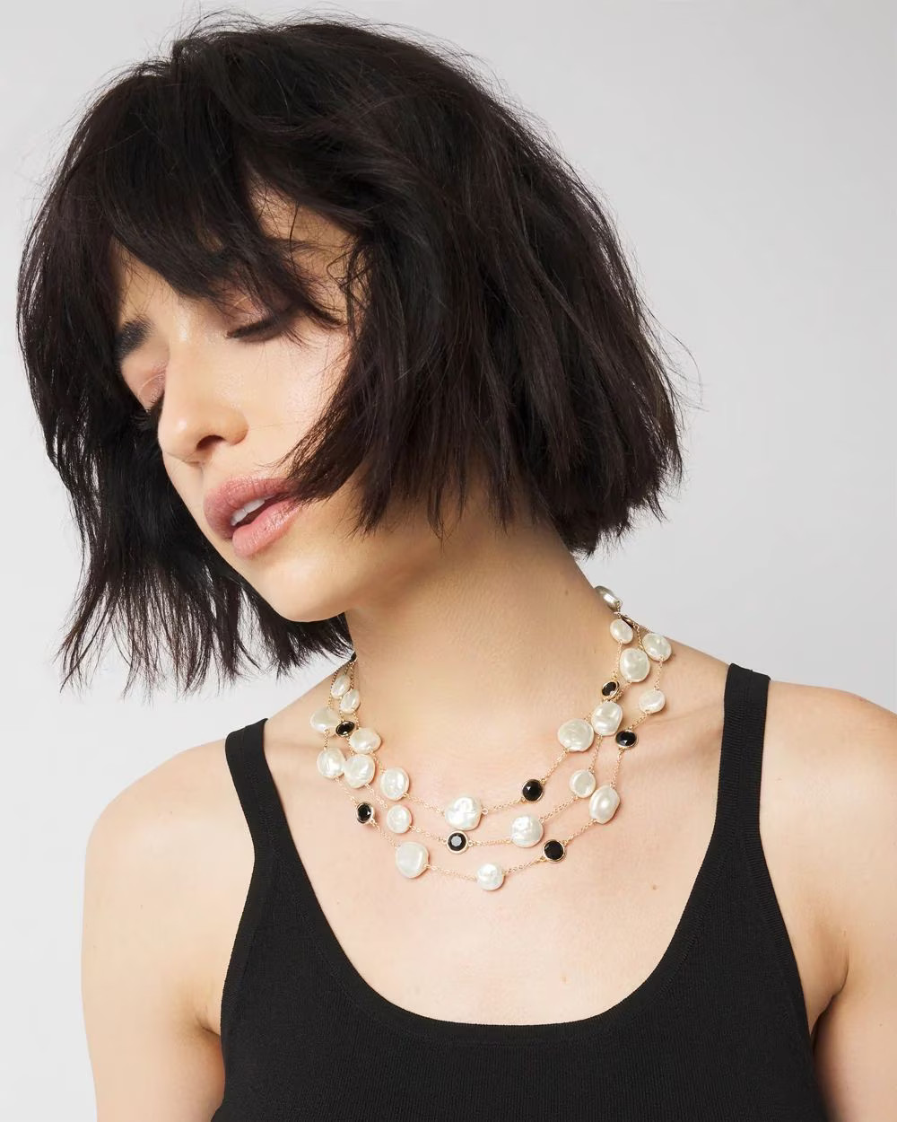 Black + White Multiple Strand Short Necklace | White House Black Market