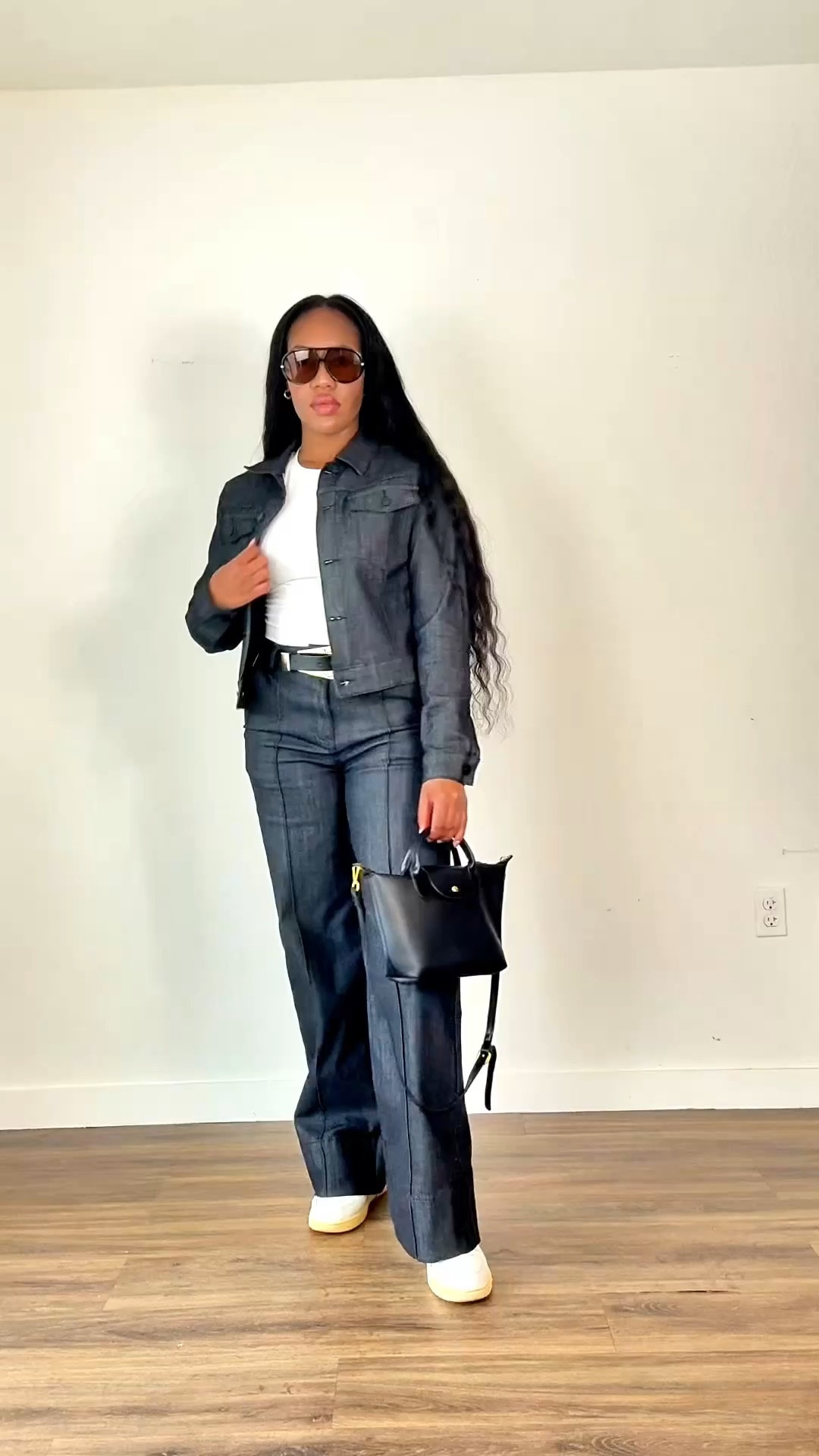 Total denim look 🖤 — one of those outfits you put on and just know it hits.
The denim jacket and pants set is the star, but every single accessory was intentional. Here’s everything I’m wearing 👇

#LTKSeasonal #LTKgrwm #LTKootd