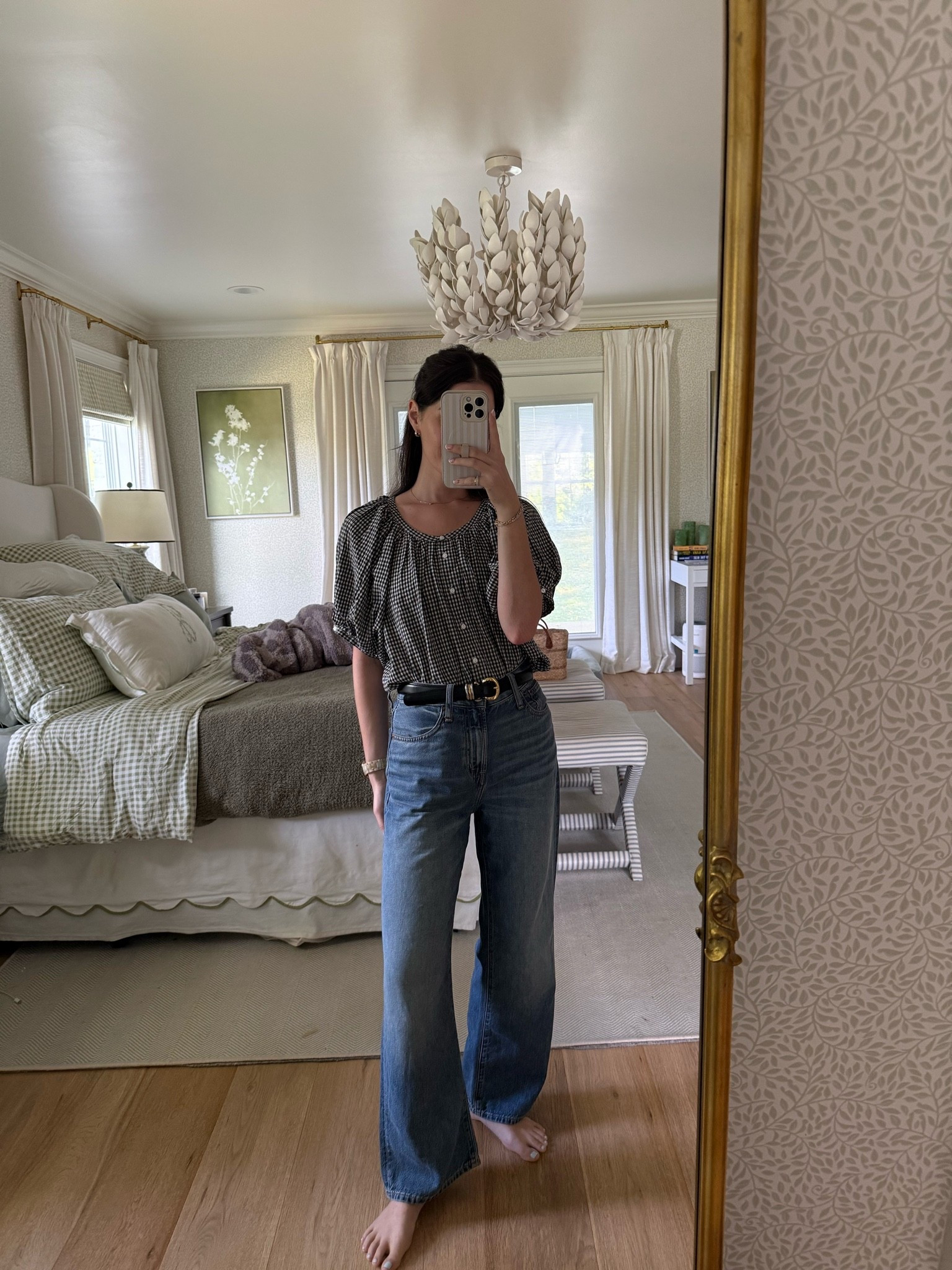 Gingham top and comfy denim — my kind of transitional and timeless early fall outfit for a mom on the go. Comment SHOP for outfit details. #ltkstyle #falloutfits #classicstyle

#LTKootd #LTKgrwm #LTKmomlife