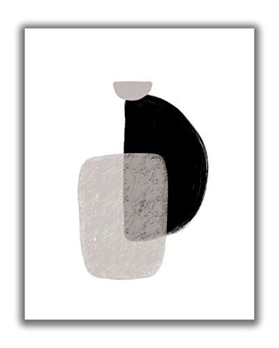 Abstract Black & Tan Shapes Contemporary Wall Art | 11x14 UNFRAMED Print | Nordic Modern Mid Cent... | Amazon (US)