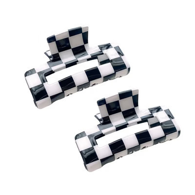 Alilang 2 Pack Checkered Hair Claw Clips Strong Hold Thick Hair Durable Square Design, Black | Target