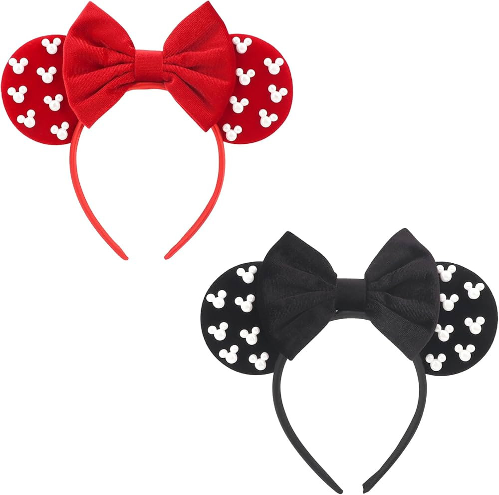 DRESHOW Mouse Ears Headbands for Women Pearl Hairbands Bow Head Bands Velvet Head Band Christmas ... | Amazon (CA)