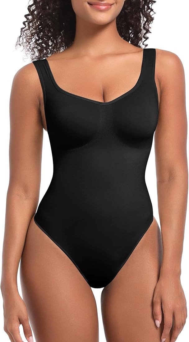 YIANNA Sculpting Bodysuit for Women Tummy Control Seamless Shapewear Scoop Neck Thong Body Shaper... | Amazon (US)