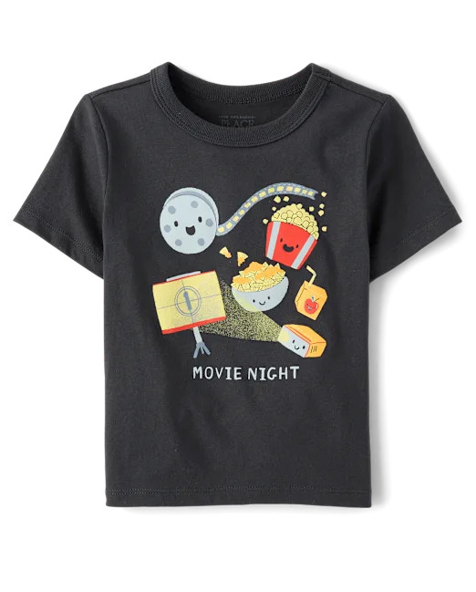 Baby And Toddler Boys Movie Night Graphic Tee - gray | The Children's Place
