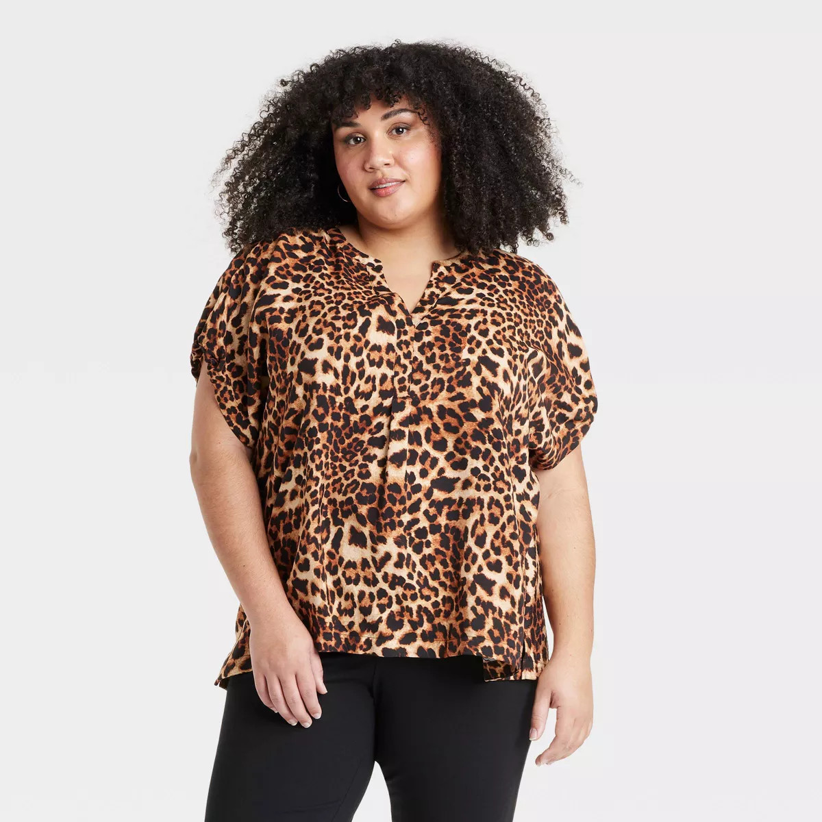 Women's Short Sleeve Henley Neck Blouse - Ava & Viv™ | Target