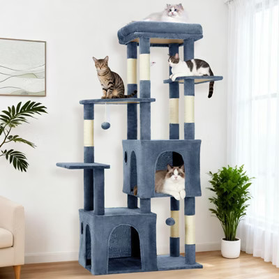 61" Heavy-Duty Cat Tree for Large Cats - Multi-Level Tower with Oversized Perch, Dual Condos & Sisal Scratching Posts, Play Station with Toys | Target