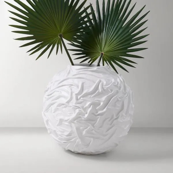 Crumple Floor Vase - White | Z Gallerie